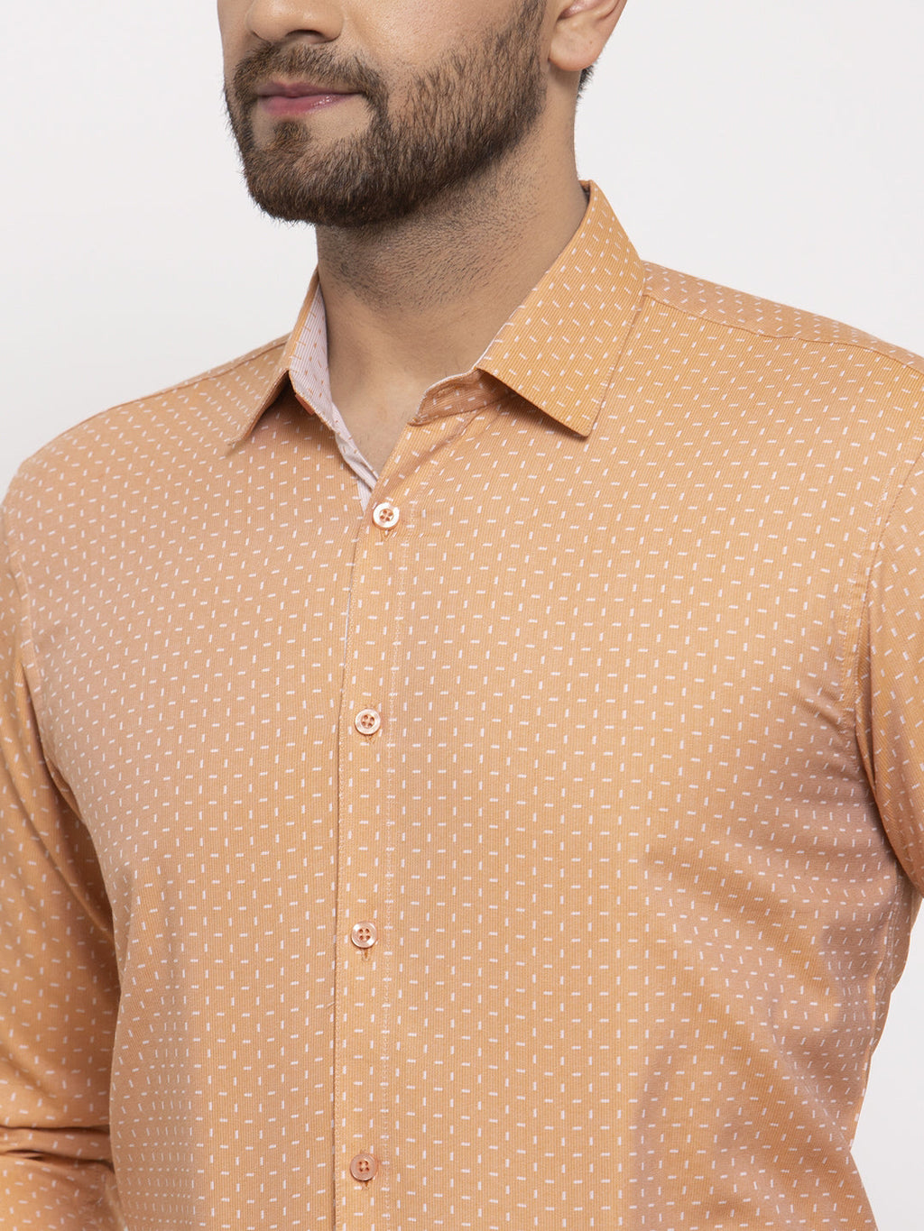 Jainish Brown Men's Cotton Printed Formal Shirt's ( SF 774Rust ) | Grocsy