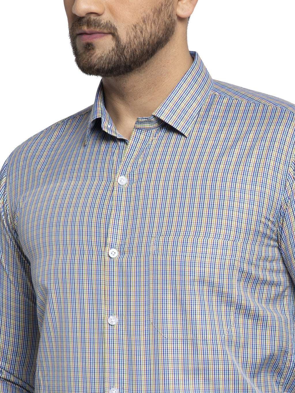 Jainish Green Men's Cotton Checked Formal Shirt's ( SF 776Green ) | Grocsy