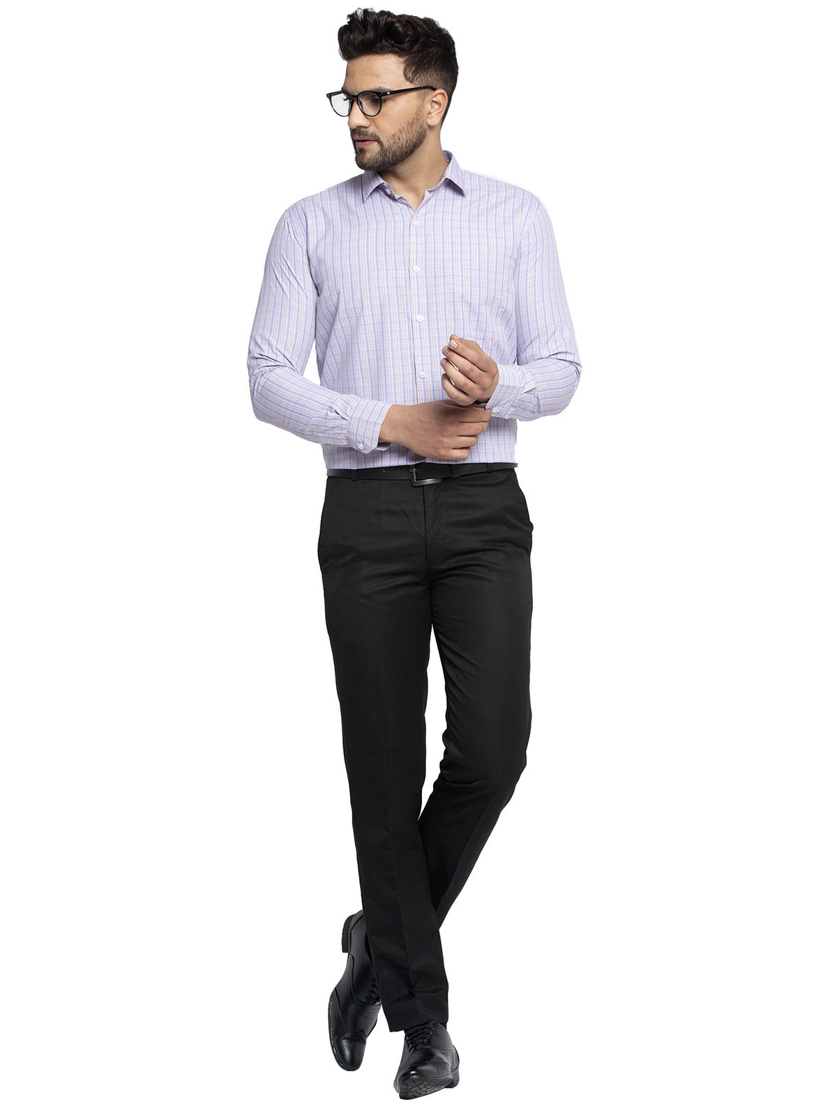 Jainish Multi Men's Cotton Checked Formal Shirt's ( SF 776Voilet ) | Grocsy
