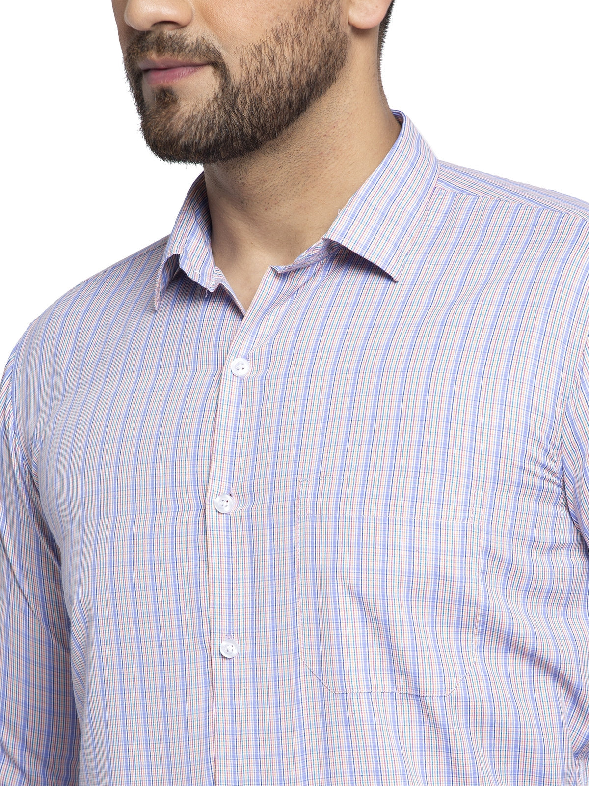 Jainish Multi Men's Cotton Checked Formal Shirt's ( SF 776Voilet ) | Grocsy