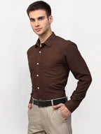 Jainish Brown Men's Solid Formal Shirts ( SF 777Coffee ) | Grocsy
