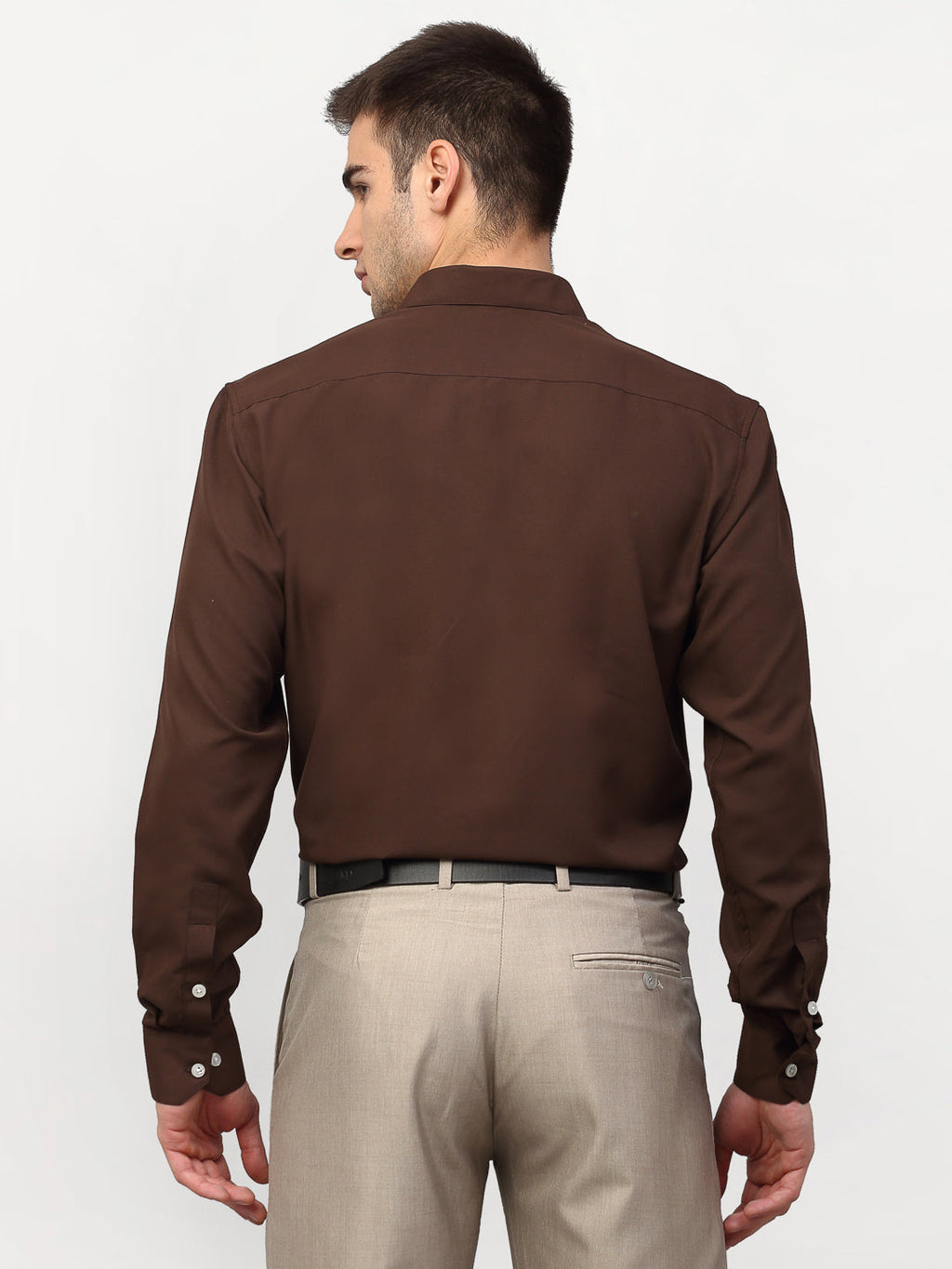 Jainish Brown Men's Solid Formal Shirts ( SF 777Coffee ) | Grocsy
