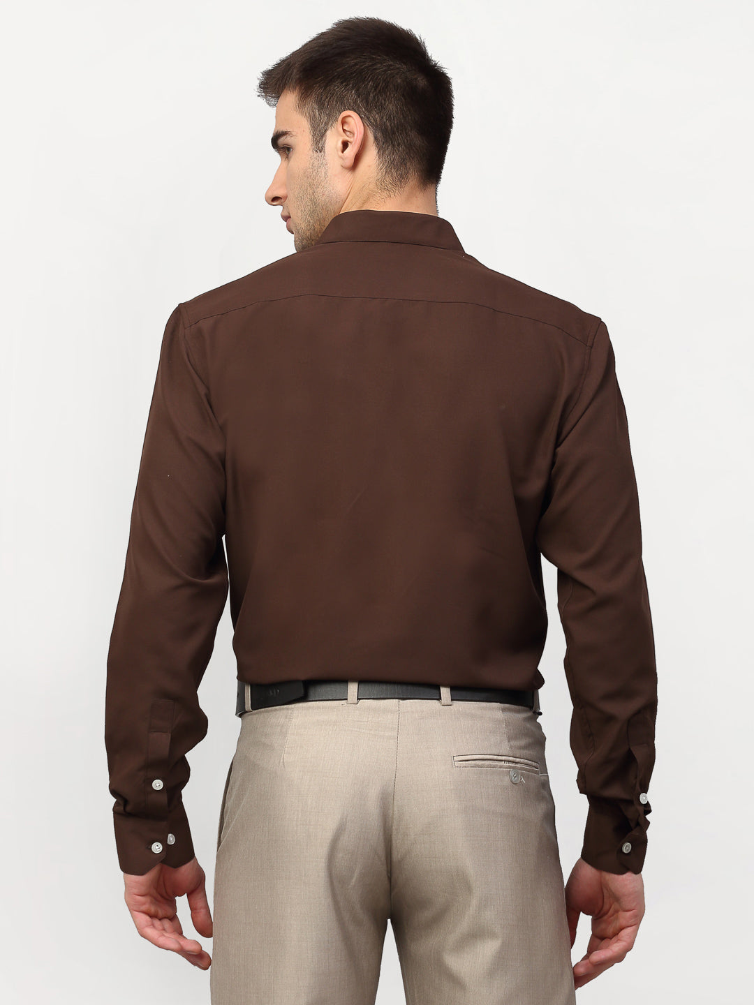 Jainish Brown Men's Solid Formal Shirts ( SF 777Coffee ) | Grocsy