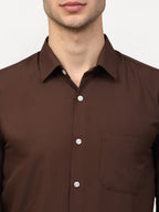 Jainish Brown Men's Solid Formal Shirts ( SF 777Coffee ) | Grocsy
