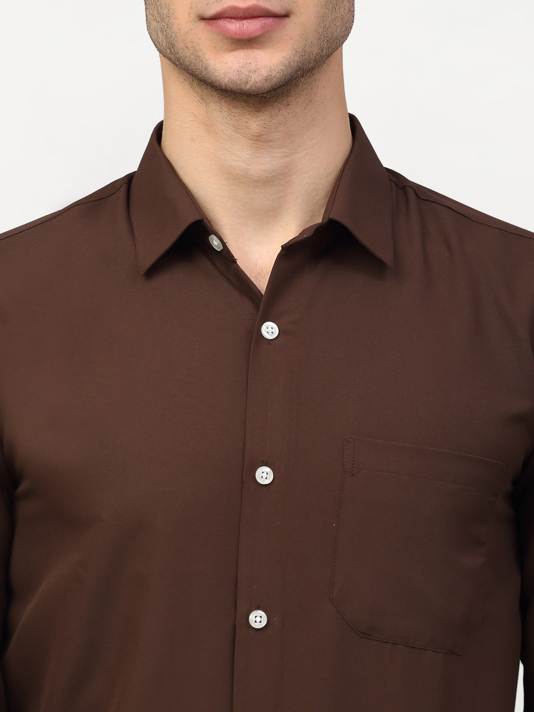 Jainish Brown Men's Solid Formal Shirts ( SF 777Coffee ) | Grocsy