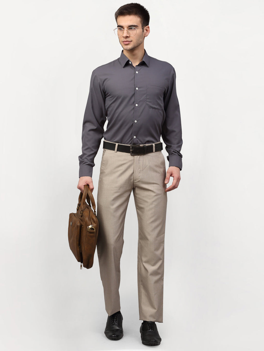 Jainish Grey Men's Solid Formal Shirts ( SF 777Grey ) | Grocsy