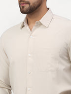 Jainish Beige Men's Solid Formal Shirts ( SF 777Light-Beige ) | Grocsy