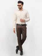 Jainish Beige Men's Solid Formal Shirts ( SF 777Light-Beige ) | Grocsy