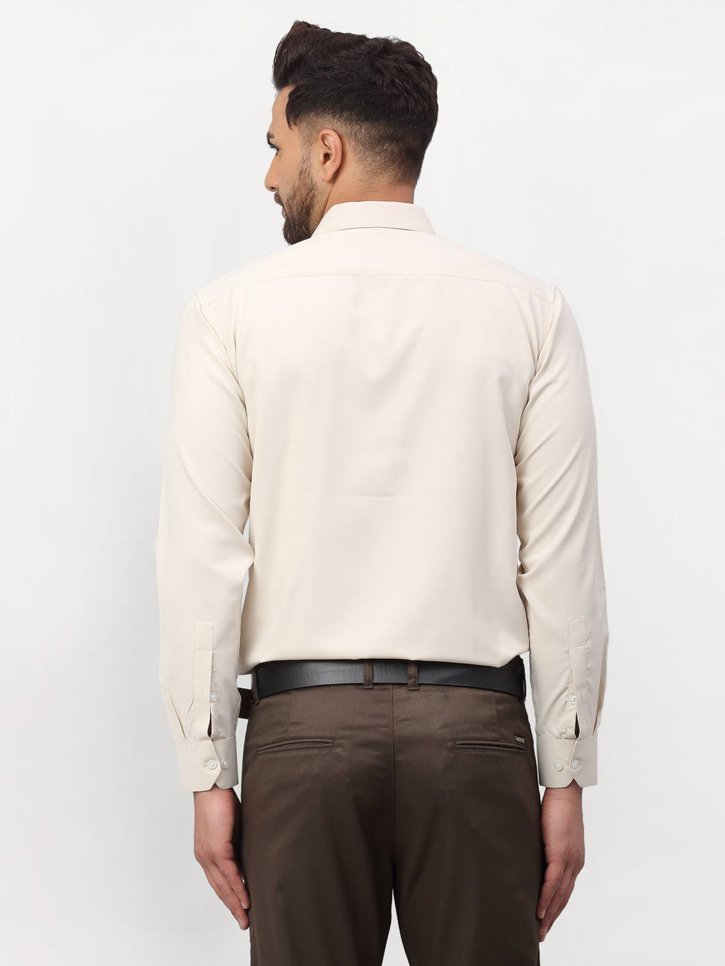 Jainish Beige Men's Solid Formal Shirts ( SF 777Light-Beige ) | Grocsy