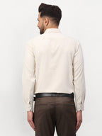 Jainish Beige Men's Solid Formal Shirts ( SF 777Light-Beige ) | Grocsy