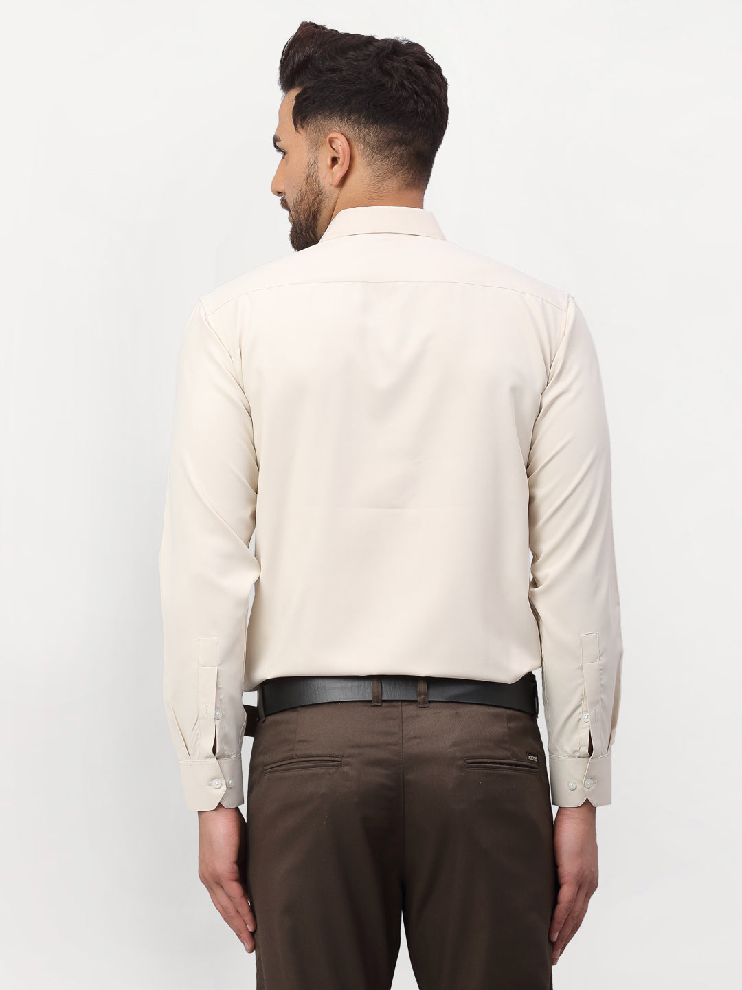 Jainish Beige Men's Solid Formal Shirts ( SF 777Light-Beige ) | Grocsy