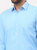 Jainish Blue Men's Solid Formal Shirts ( SF 777Light-Blue ) | Grocsy