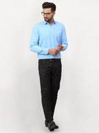 Jainish Blue Men's Solid Formal Shirts ( SF 777Light-Blue ) | Grocsy