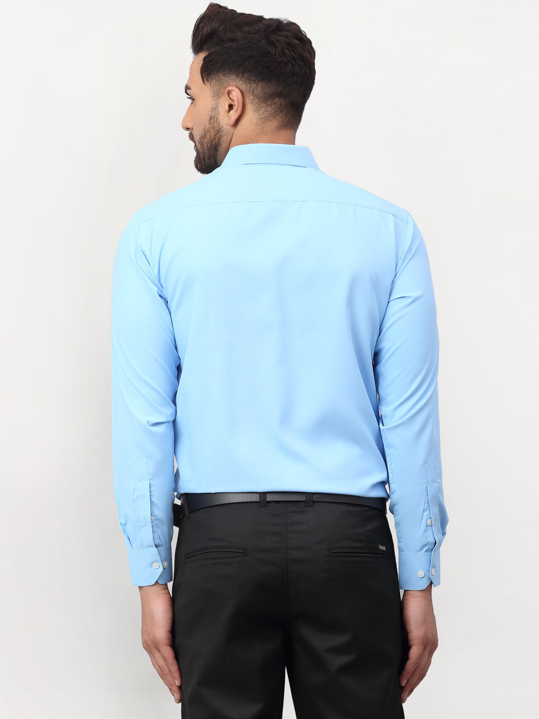 Jainish Blue Men's Solid Formal Shirts ( SF 777Light-Blue ) | Grocsy
