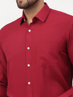 Jainish Maroon Men's Solid Formal Shirts ( SF 777Maroon ) | Grocsy