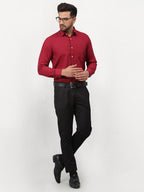 Jainish Maroon Men's Solid Formal Shirts ( SF 777Maroon ) | Grocsy