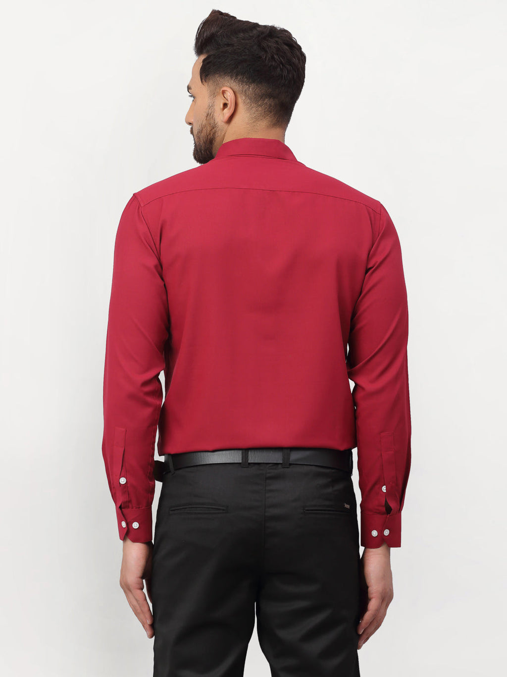 Jainish Maroon Men's Solid Formal Shirts ( SF 777Maroon ) | Grocsy
