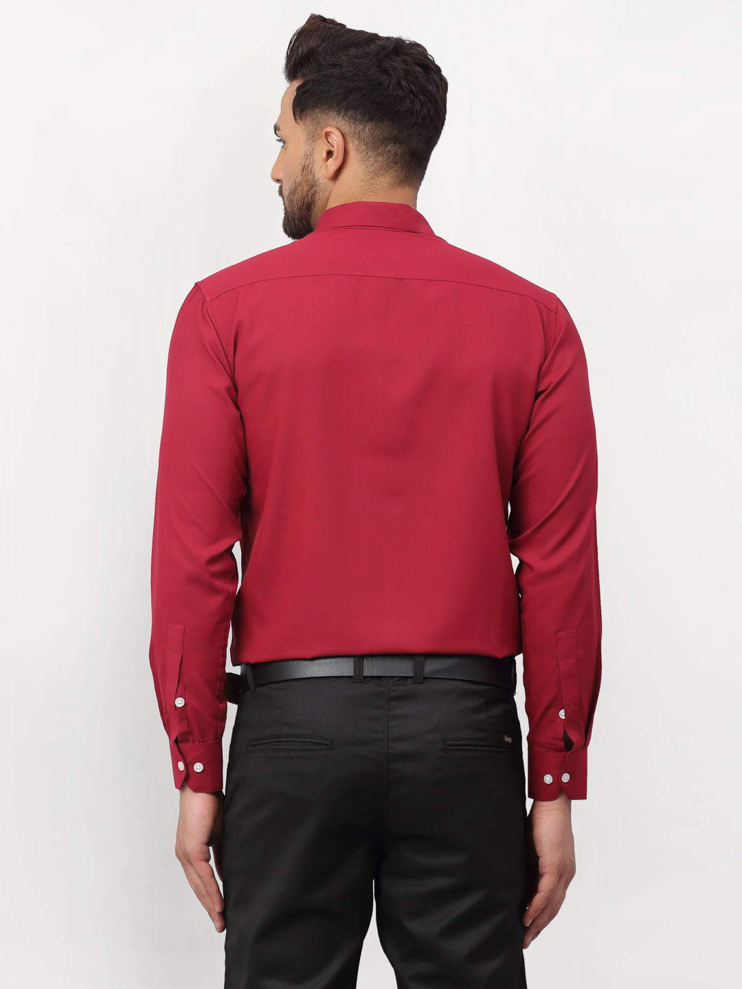 Jainish Maroon Men's Solid Formal Shirts ( SF 777Maroon ) | Grocsy