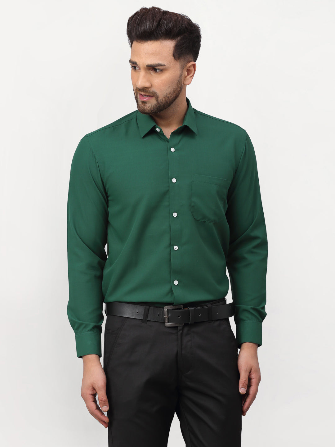 Jainish Olive Men's Solid Formal Shirts ( SF 777Olive ) | Grocsy