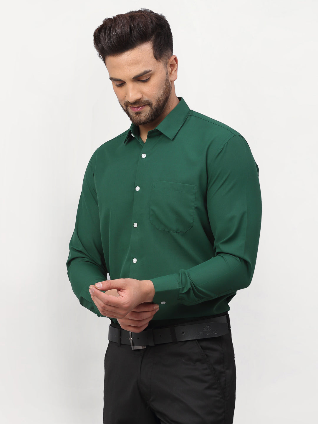 Jainish Olive Men's Solid Formal Shirts ( SF 777Olive ) | Grocsy