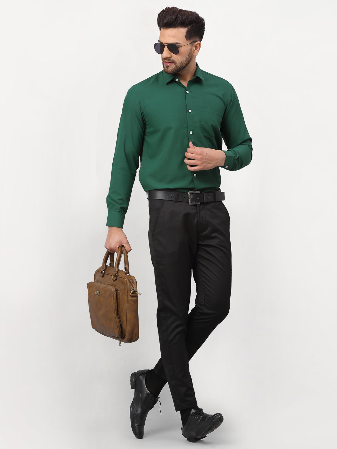 Jainish Olive Men's Solid Formal Shirts ( SF 777Olive ) | Grocsy