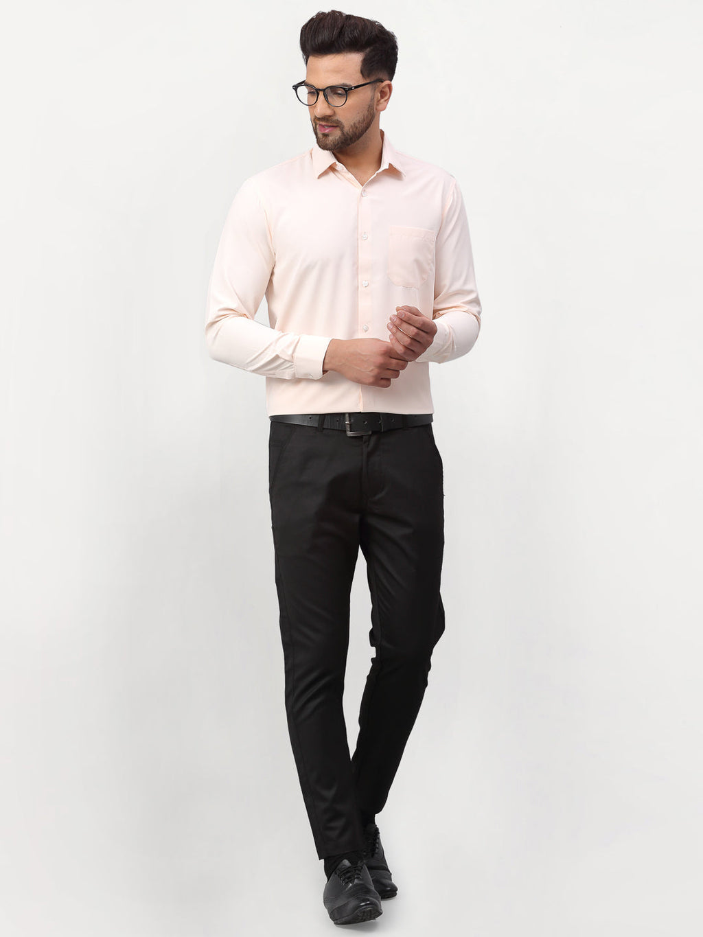 Jainish Peach Men's Solid Formal Shirts ( SF 777Peach ) | Grocsy