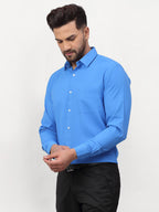 Jainish Blue Men's Solid Formal Shirts ( SF 777Sky ) | Grocsy
