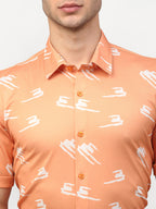 Jainish Peach Men's Printed Lycra Half Sleevess Formal Shirts ( SF 778Peach ) | Grocsy
