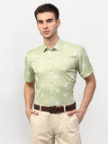Jainish Green Men's Printed Lycra Half Sleevess Formal Shirts ( SF 778Pista ) | Grocsy