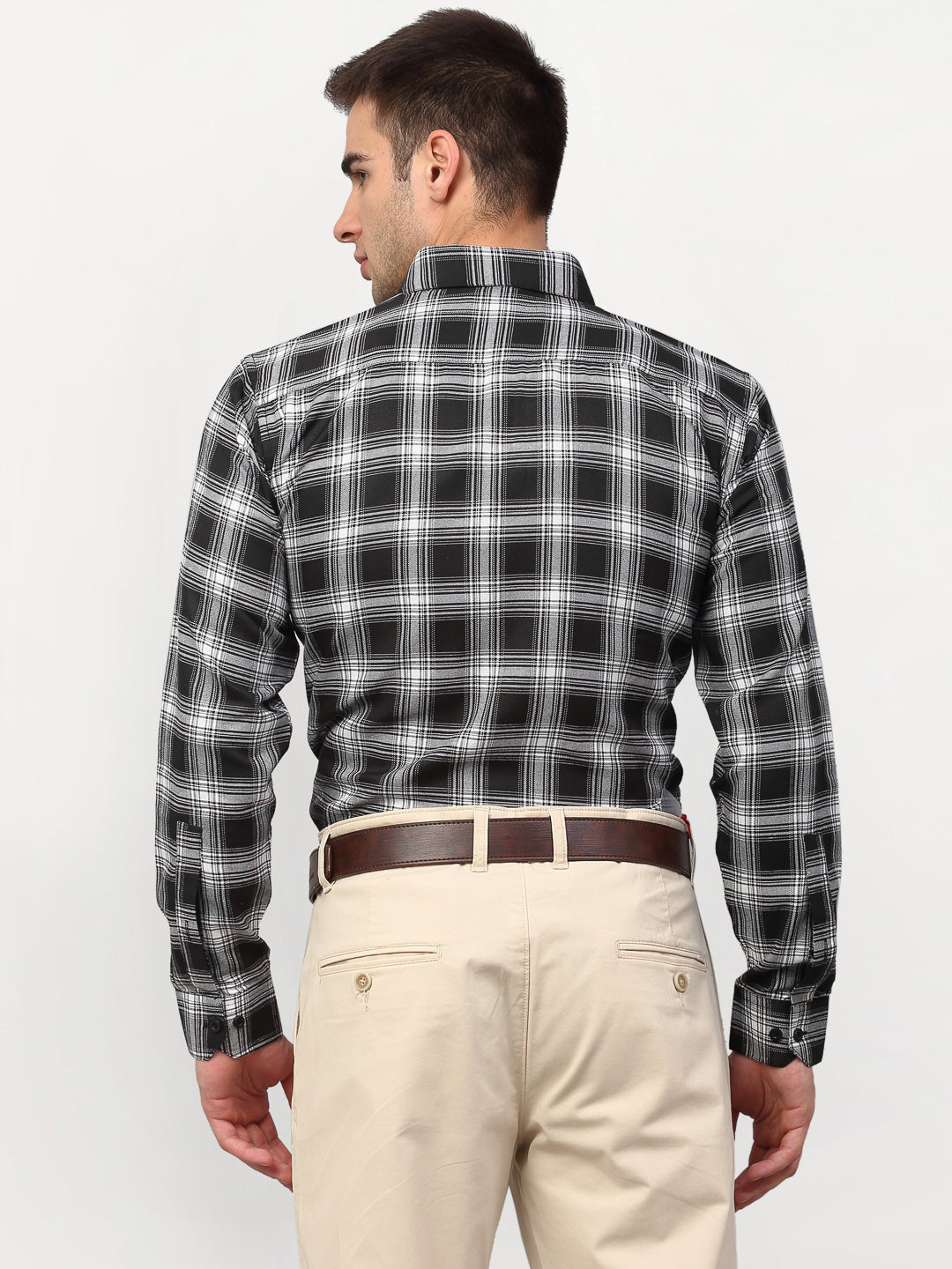 Jainish Black Men's Checked Formal Shirts ( SF 779Black ) | Grocsy
