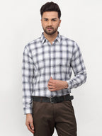 Jainish White Men's Checked Formal Shirts ( SF 779White ) | Grocsy