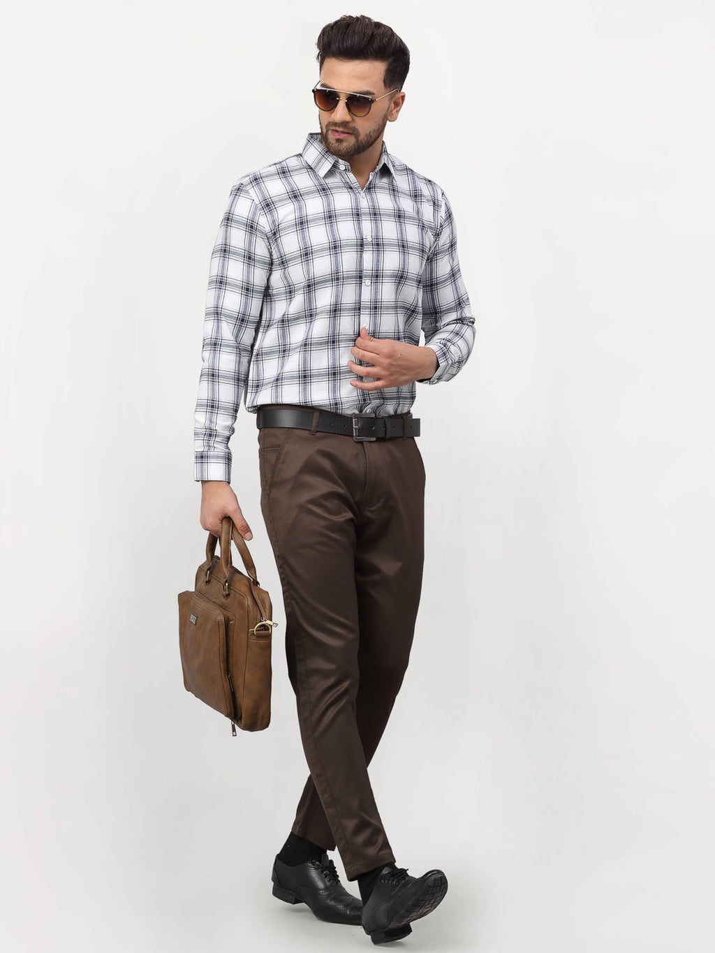 Jainish White Men's Checked Formal Shirts ( SF 779White ) | Grocsy