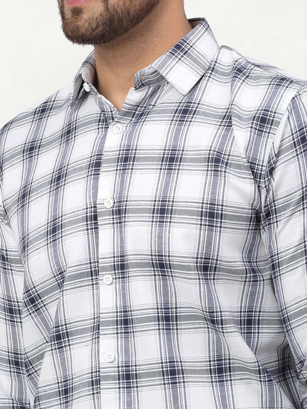 Jainish White Men's Checked Formal Shirts ( SF 779White ) | Grocsy