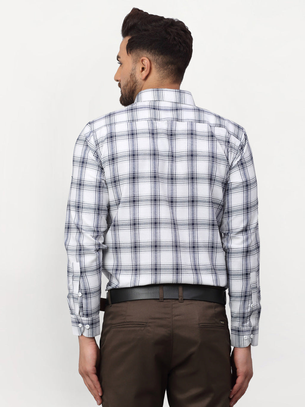 Jainish White Men's Checked Formal Shirts ( SF 779White ) | Grocsy