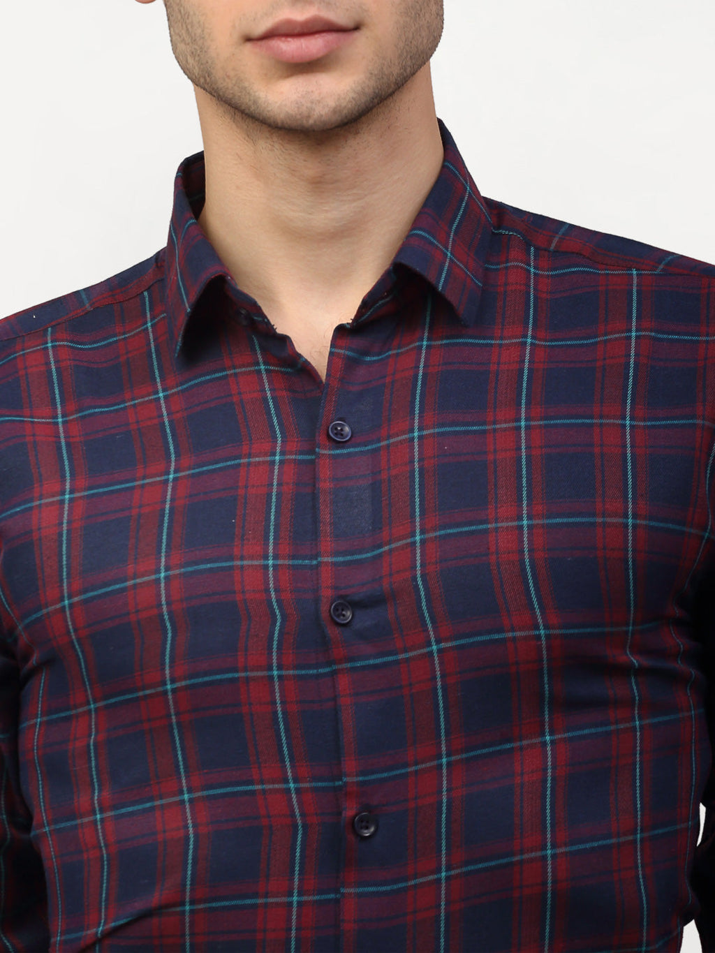 Jainish Red Men's Checked Formal Shirts ( SF 781Red-Blue ) | Grocsy