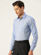 Jainish Blue Men's Solid Cotton Formal Shirt ( SF 782Blue ) | Grocsy