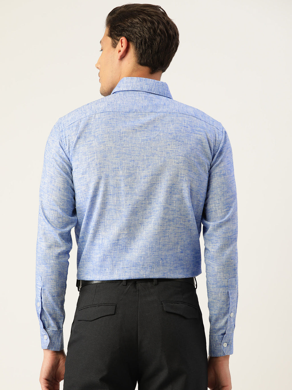 Jainish Blue Men's Solid Cotton Formal Shirt ( SF 782Blue ) | Grocsy