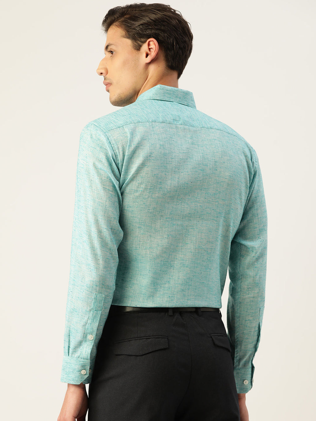 Jainish Green Men's Solid Cotton Formal Shirt ( SF 782Green ) | Grocsy