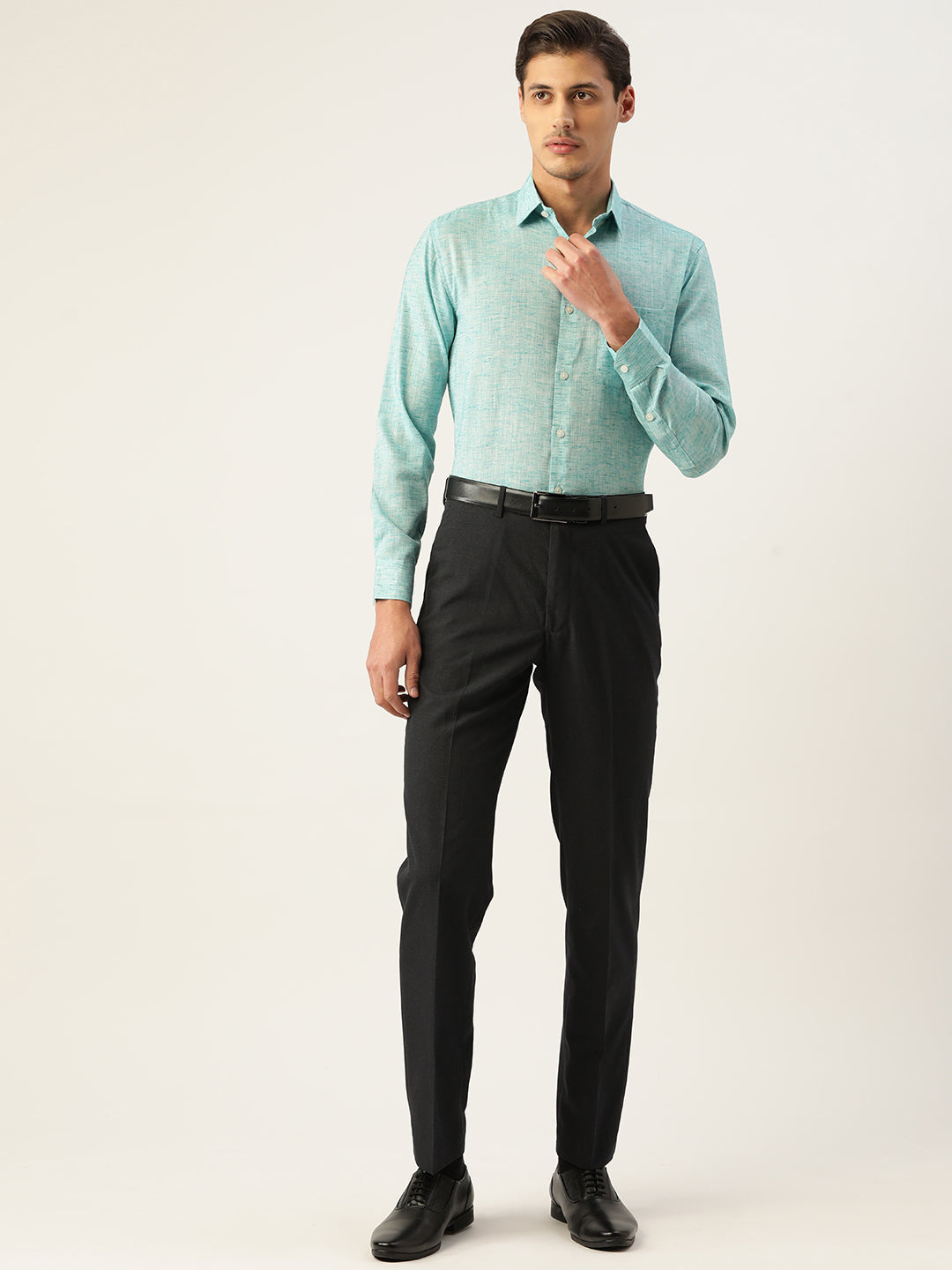 Jainish Green Men's Solid Cotton Formal Shirt ( SF 782Green ) | Grocsy