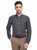 Jainish Grey Melange Men's Button Down Collar Cotton Formal Shirt ( SF 785Charcoal ) | Grocsy