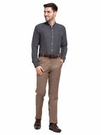 Jainish Grey Melange Men's Button Down Collar Cotton Formal Shirt ( SF 785Charcoal ) | Grocsy