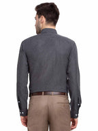 Jainish Grey Melange Men's Button Down Collar Cotton Formal Shirt ( SF 785Charcoal ) | Grocsy