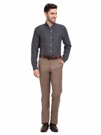 Jainish Grey Melange Men's Button Down Collar Cotton Formal Shirt ( SF 785Charcoal ) | Grocsy