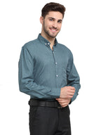 Jainish Grey Melange Men's Button Down Collar Cotton Formal Shirt ( SF 785Dark-Grey ) | Grocsy