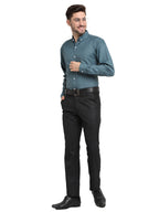 Jainish Grey Melange Men's Button Down Collar Cotton Formal Shirt ( SF 785Dark-Grey ) | Grocsy