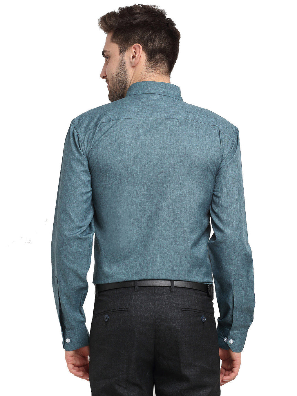 Jainish Grey Melange Men's Button Down Collar Cotton Formal Shirt ( SF 785Dark-Grey ) | Grocsy