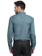 Jainish Grey Melange Men's Button Down Collar Cotton Formal Shirt ( SF 785Dark-Grey ) | Grocsy