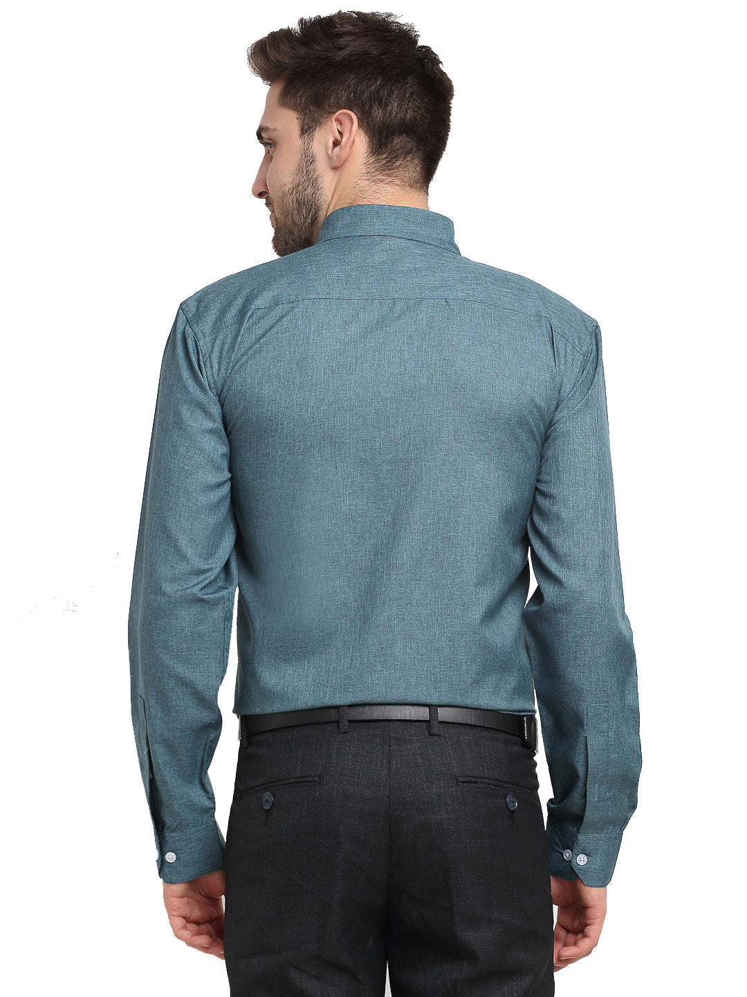 Jainish Grey Melange Men's Button Down Collar Cotton Formal Shirt ( SF 785Dark-Grey ) | Grocsy