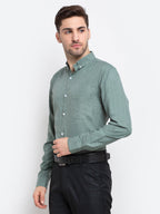Jainish Green Men's Button Down Collar Cotton Formal Shirt ( SF 785Green ) | Grocsy