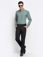 Jainish Green Men's Button Down Collar Cotton Formal Shirt ( SF 785Green ) | Grocsy